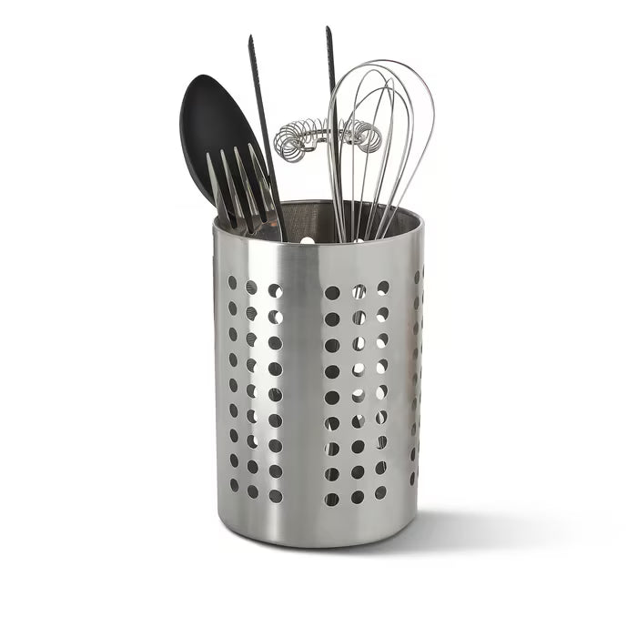 IKEA ORDNING stainless steel utensil rack holding large cooking spatulas and ladles