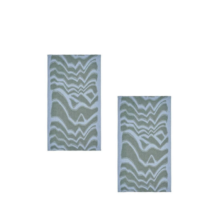 IKEA BASTUA Bench towel, blue/green, 45x60 cm (18x24 ") ( pack of 2 ) with Throw, blue/orange, 90x180 cm (35x71 ")