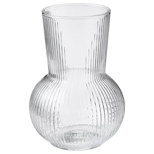  IKEA PÅDRAG clear glass vase rounded ribbed design front view 17cm #50470989