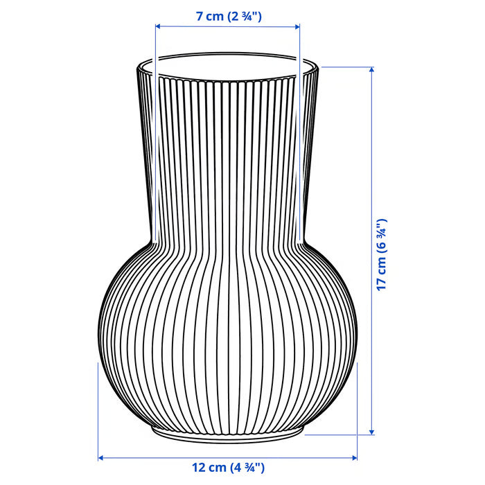 IKEA PÅDRAG Clear Glass Vase — 17cm | Elegant Ribbed Design for Flowers & Home Décor