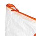 Close-up of IKEA PÄRKLA laundry bag orange zip and handle construction detail