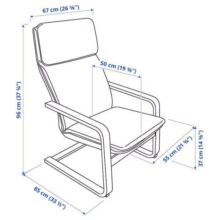 Measurments of IKEA PELLO Armchair, Holmby natural  90160720