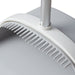 Close-up of IKEA PEPPRIG dustpan toothed edge used to clean broom bristles grey plastic detail