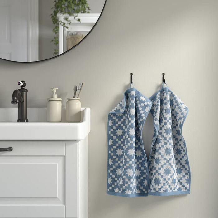 IKEA PILGULDMAL guest towel, dark grey-blue with white stripes, ideal for bathroom decor.-50585749
