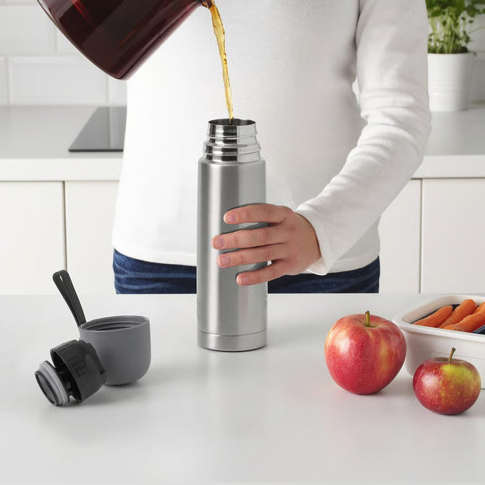 IKEA PINCETTFISK Steel vacuum flask, silver-colour, 0.5 l (17 oz)