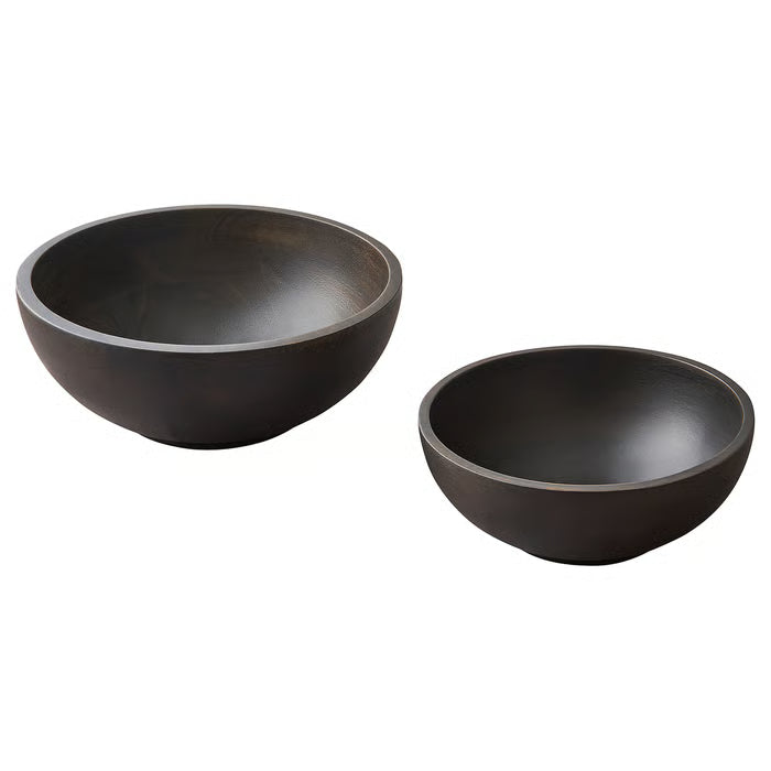 KEA PINNLILJA acacia wood serving bowl set of 2 different sizes placed side by side natural finish #00603091