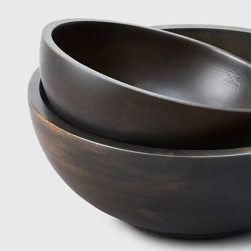 IKEA PINNLILJA acacia serving bowls stacked one inside the other showing space-saving design
