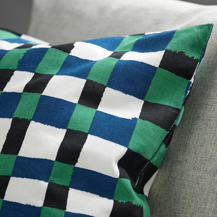 IKEA FIALISA Cushion pad, white 50x50 cm with Cushion cover, green/blue, 50x50 cm (20x20 ")
