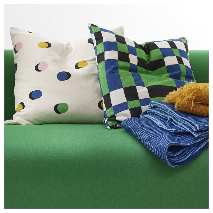 IKEA FIALISA Cushion pad, white 50x50 cm with Cushion cover, green/blue, 50x50 cm (20x20 ")