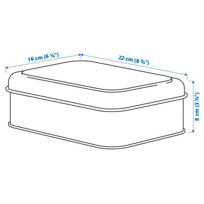 IKEA PLOGFÅRA storage box dimension illustration — 22 x 16 x 8 cm