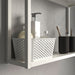 Compact PLOGSVÄNG storage basket in white, measuring 15x20x10 cm, ideal for decluttering small spaces.