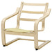 IKEA POÄNG low back armchair frame birch veneer front view curved wooden frame no headrest #80582198
