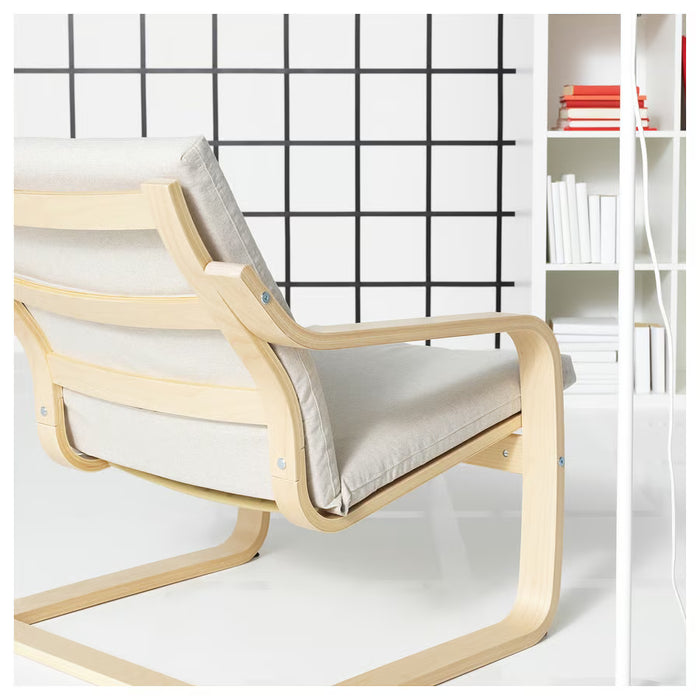  IKEA POÄNG low back armchair frame birch veneer side profile showing rocking frame curve