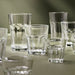 IKEA POKAL clear glasses in multiple sizes arranged on green cloth showing classic ridged design