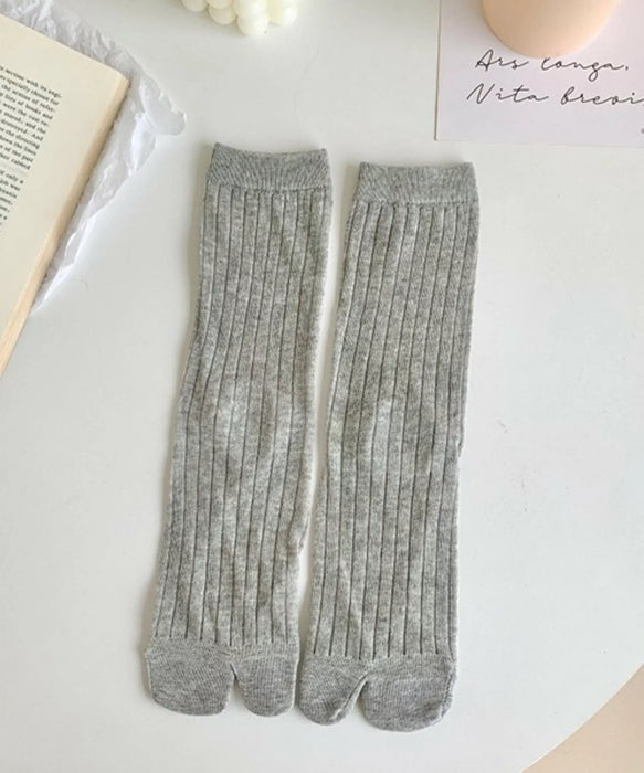 Digital Shoppy Vertical Stripes Large Trotter Toe Socks Thin Solid Color