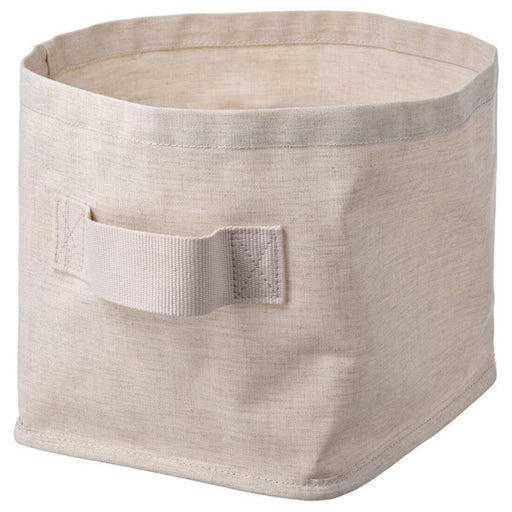 IKEA PURRPINGLA Textile/Beige Storage Basket - Front view with an open top