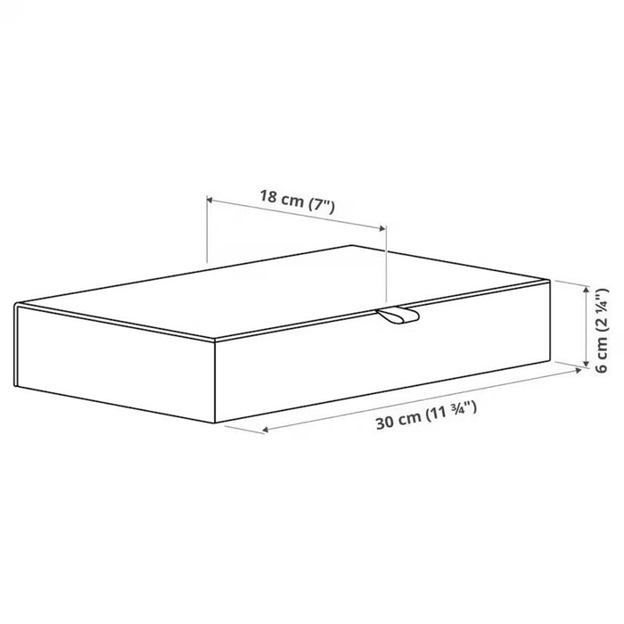 Dimensions of IKEA RÅGODLING Box with compartments, natural colour/beige, 30x18x6 cm (11 ¾x7x2 ¼ ")