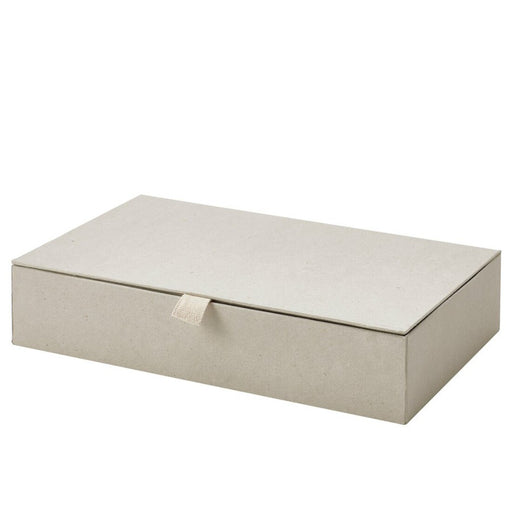 Close-up of IKEA RÅGODLING Box with compartments in natural color/beige