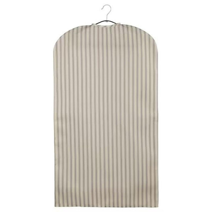 IKEA BUMERANG Coat hanger, natural with RÅGODLING Clothes cover, textile striped/beige anthracite