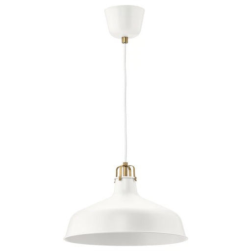  IKEA RANARP off-white steel pendant lamp, 38cm round shade hanging from ceiling #80390972
