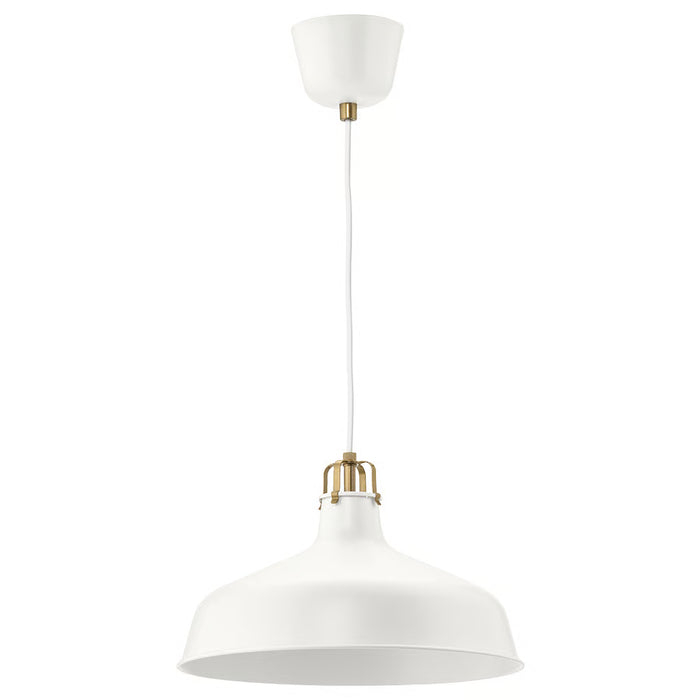  IKEA RANARP off-white steel pendant lamp, 38cm round shade hanging from ceiling #80390972