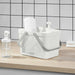  IKEA RÅNEN white bathroom storage basket holding towels and dispensers with air-circulation holes on sides