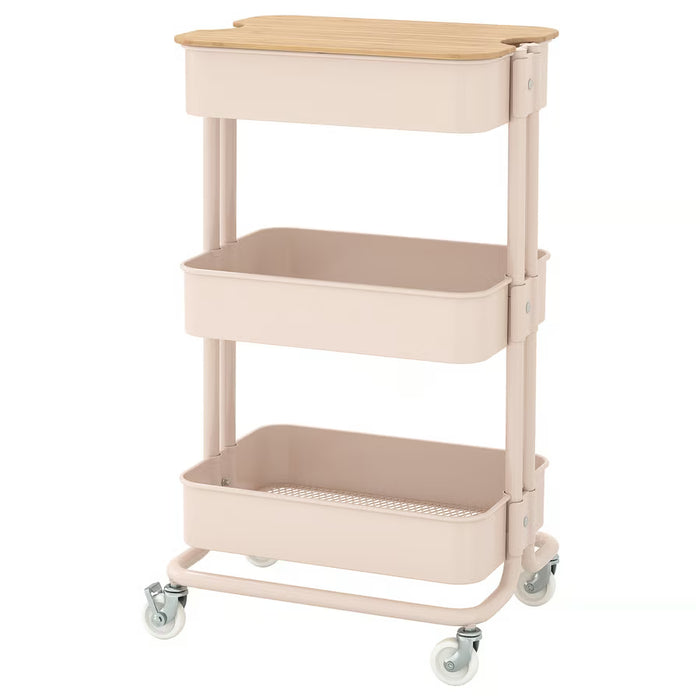 IKEA RÅSKOG / NORRÅVA Trolley with lid, pink, 35x45x77 cm (13 3/4x17 3/4x30 3/8 ")