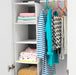 IKEA RASSLA white hanging storage with 5 compartments showing folded configuration on clothes rail