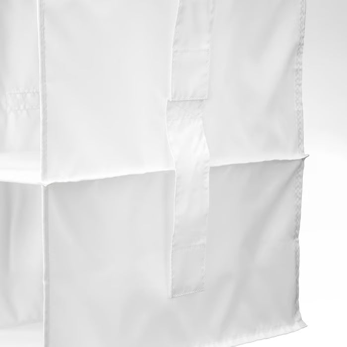 Close-up of IKEA RASSLA white fabric stitching and compartment detail recycled polyester material