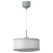 IKEA REMTÅNG Pendant Lamp hanging from the ceiling, showcasing its nostalgic pleated design and soft lightin