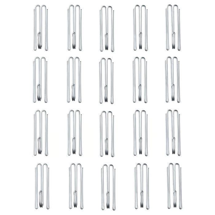 IKEA RIKTIG silver curtain hooks pack of 20 on a white background #20212204
