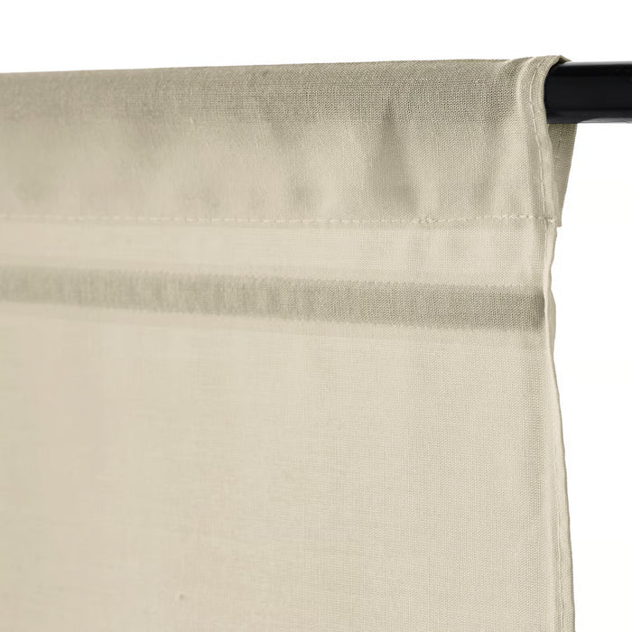 IKEA RINGBLOMMA beige roman blind partially raised showing magnetic channel mechanism