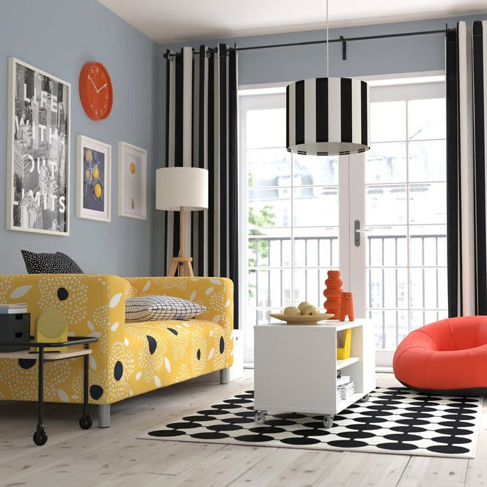 IKEA RINGSTÅ lamp shade in black and white, 42 cm diameter, for table or floor lamps 90607136