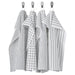IKEA RINNIG tea towels white dark grey pack of 4 hanging on rod, patterned cotton kitchen towels #80476348