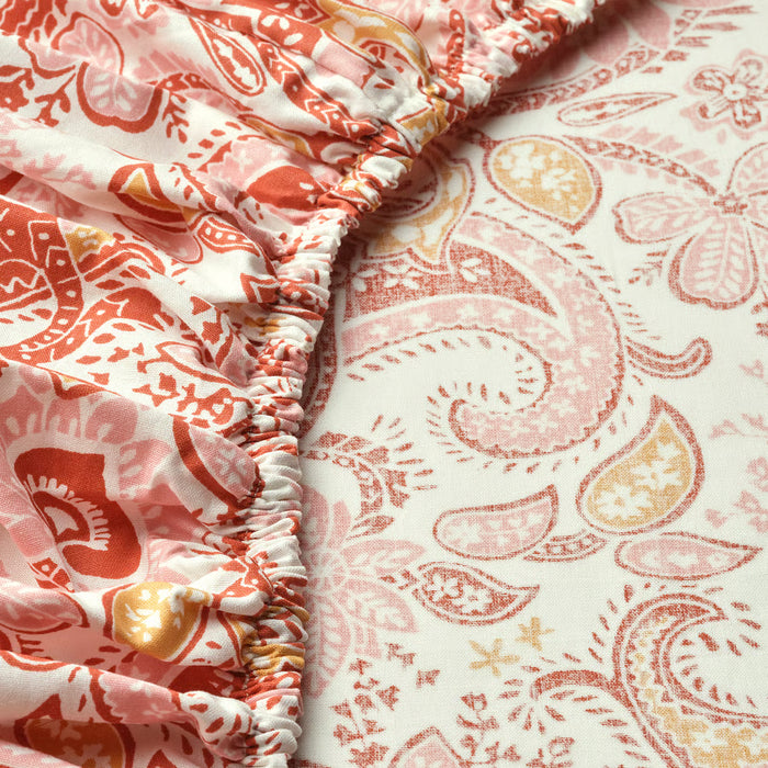 IKEA RODGERSIA Fitted Sheet — Pink/White, 90x200cm | Soft Cotton