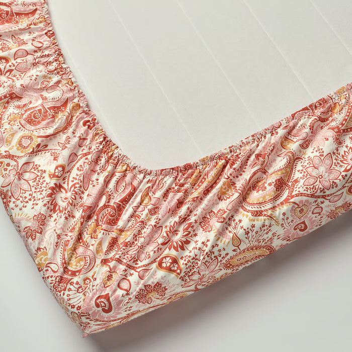 IKEA RODGERSIA Fitted Sheet — Pink/White, 90x200cm | Soft Cotton