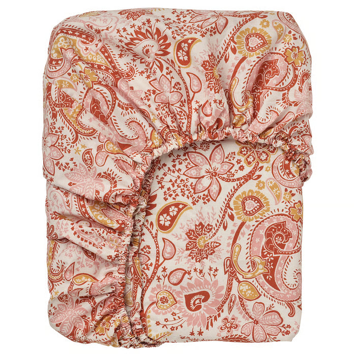 IKEA RODGERSIA Fitted Sheet — Pink/White, 90x200cm | Soft Cotton