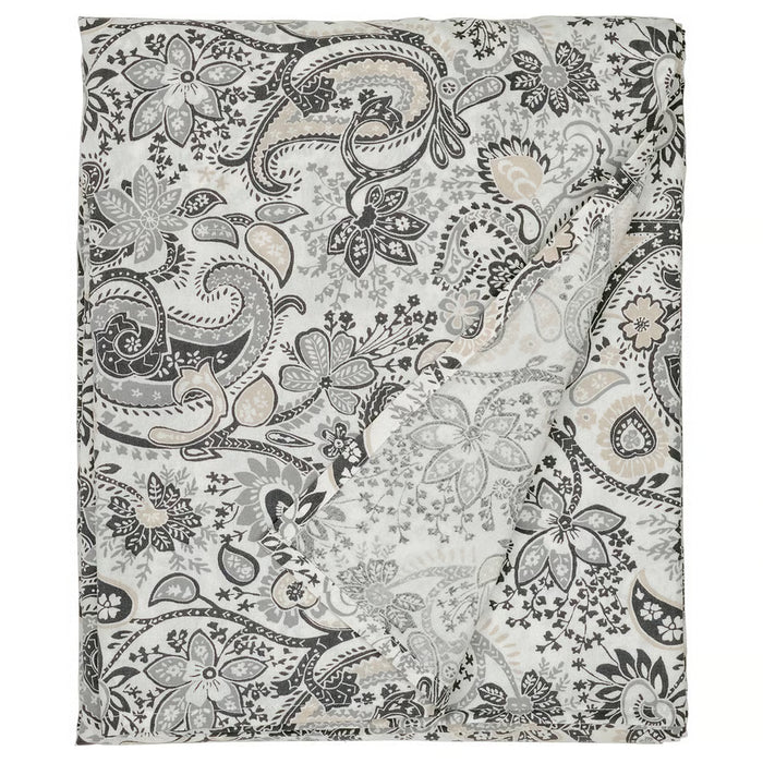 IKEA RODGERSIA flat sheet grey white paisley pattern cotton-viscose 150x260 cm folded view #30579532