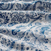 IKEA RODGERSIA blue white paisley fabric drape showing soft folds and breathable cotton-viscose texture