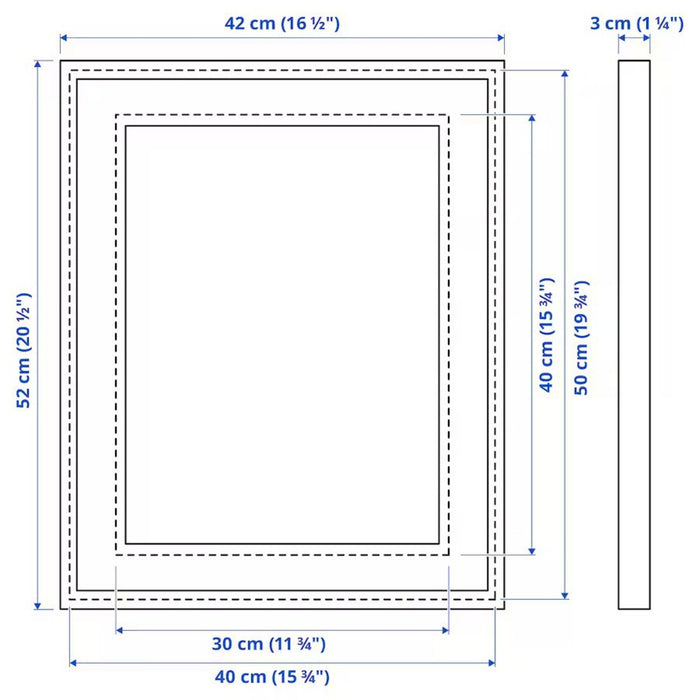 dimensions forIKEA RÖDALM Frame in oak effect, 40x50 cm 00550097