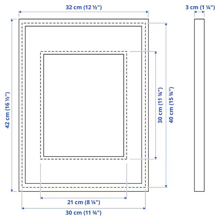 dimensions forIKEA RÖDALM Frame in oak effect,  30x40 cm (11 ¾x15 ¾ ")  80566396