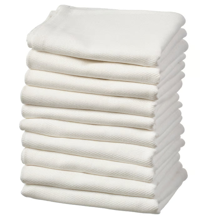 IKEA RÖDSPÄTTA white cotton tea towel flatwoven herringbone 45x60cm front view 10-pack #80618569