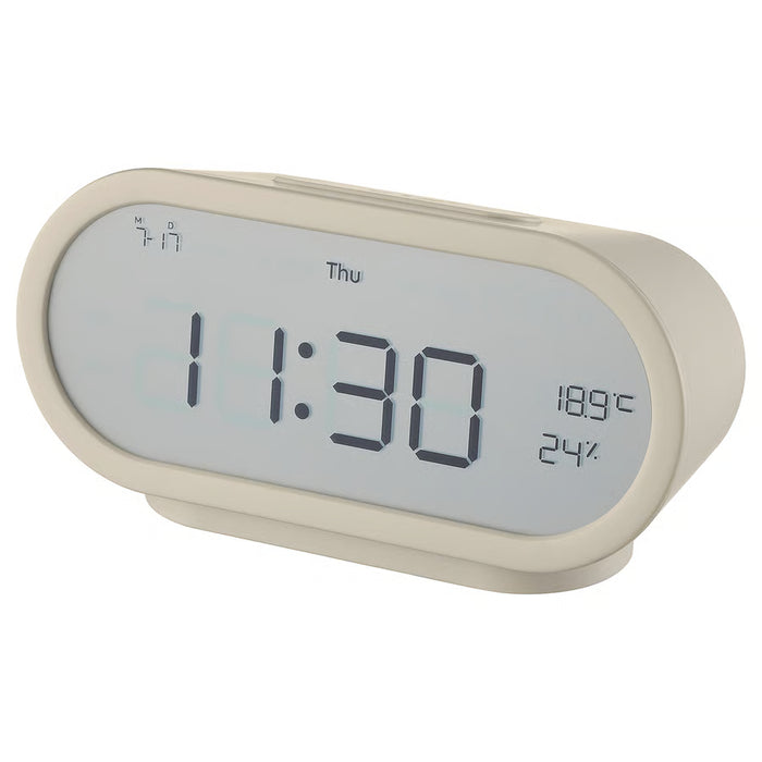 IKEA RÖDSTRÄFSE beige alarm clock with hygro-thermometer front view #30620471
