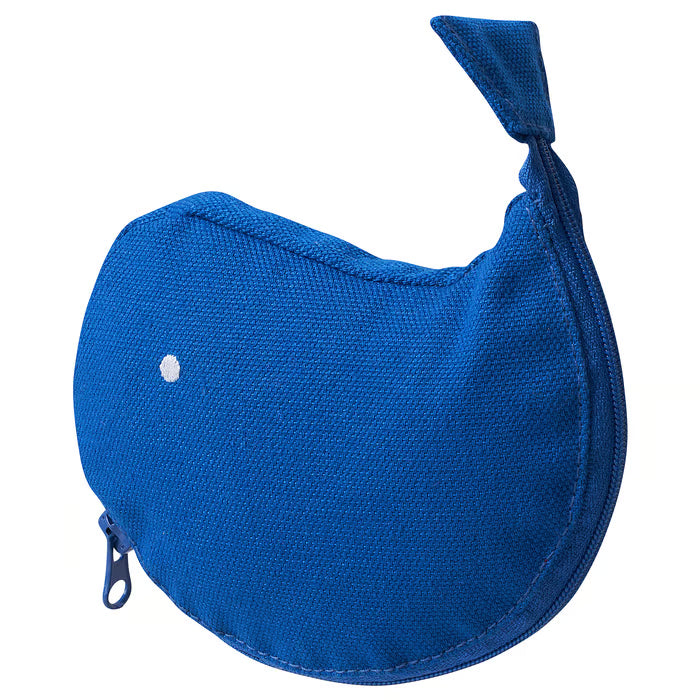  IKEA ROMELSÖN blue whale pattern accessory bag zip pouch front view 13x11cm #80632787
