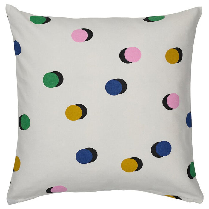 IKEA RUNDKRASSING Cushion Cover in white with multicolour dot pattern, 50x50 cm (20x20 inches). 10582804     
