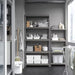 A clean and tidy home with the help of the IKEA metal/dark-grey shelving unit 