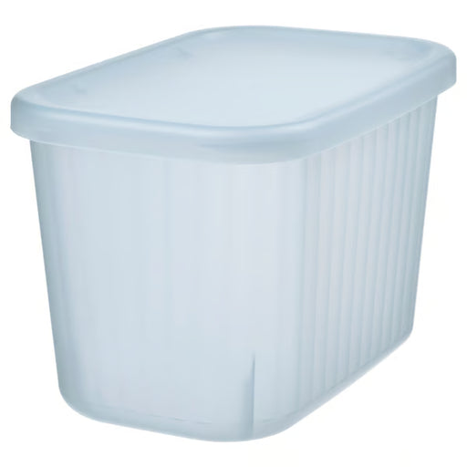 IKEA RYKTA storage box with lid transparent grey-blue 1.5L rectangular semi-transparent organiser front view #50533208