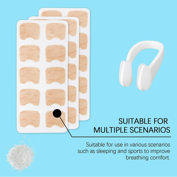 Sleep Enhancement Kit - Ventilated Nasal Patches + Comfortable Nose Clip for Reduced Snoring