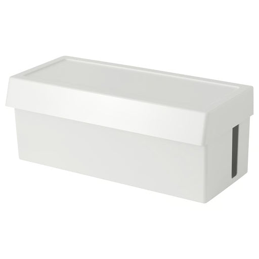  IKEA SÄTTING white cable management box with lid ABS plastic front view #30534628