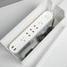 IKEA SÄTTING white cable management box showing side cable cutout hole keeping desk tidy